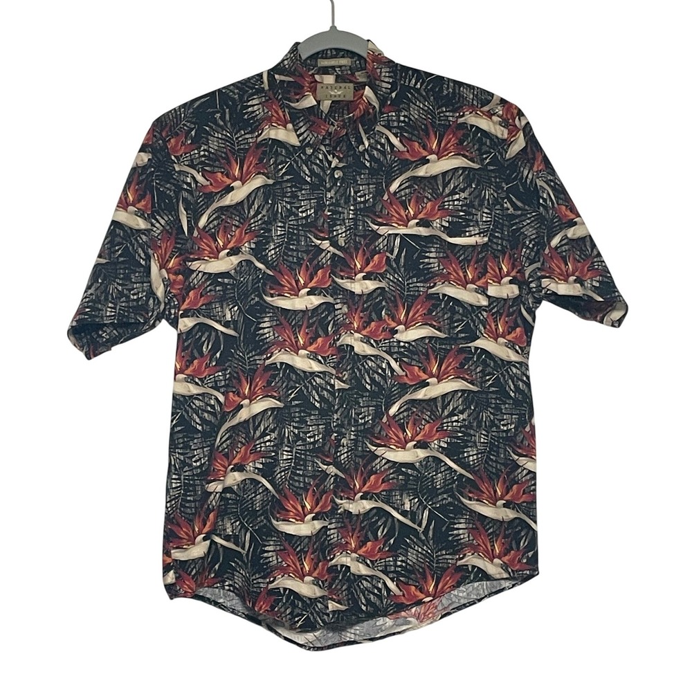 Natural Issue Hawaiian Tropical Floral Button Front Cotton Shirt Men's Medium